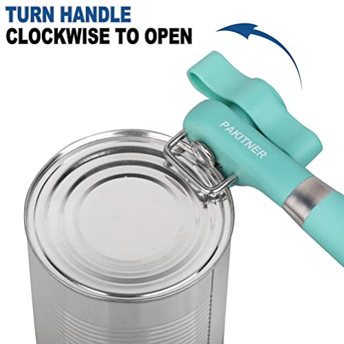 Pakitner- Cut Safe Can Opener, Manual Can Opener Smooth Edge - Handheld Side Cut Can Opener, Ergonomic Smooth Edge, Food Grade Stainless Steel Cutting Can Opener For Home, Kitchen & Restaurant, Green #TOP2