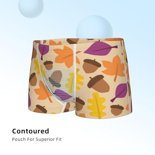 Boys' Cotton Boxer Brief Soft Underwear-Acorn Autumn Fall Leaf Leaves4
