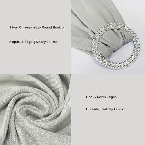 Image of Spandex Chair Sashes Bands, Silver, 30PCS | Stretch Chair Ties Bows, With Buckle Slider, For Wedding Party Banquet Decoration