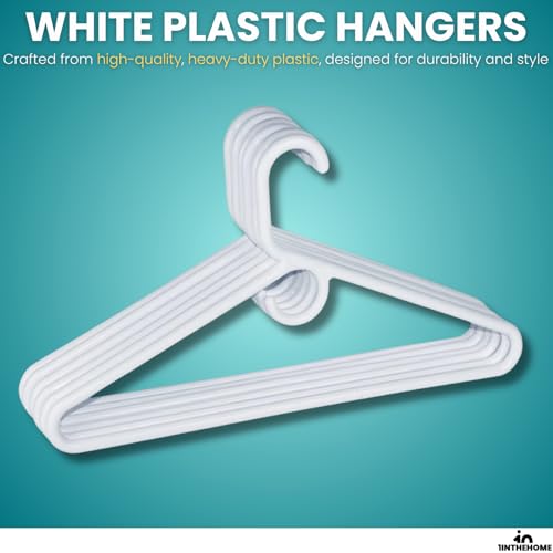 1InTheHome Heavy Duty White Hangers Tubular Plastic Hangers, Set of 24 (Heavy Duty)