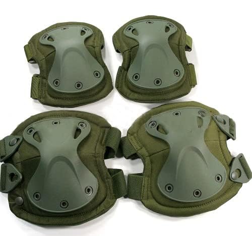 Kagbeni Outdoor Sports Tactical Combat Knee & Elbow Protective Pads Cycling/Bike/Skate Knee and Elbow Pad Set for Adult (Green)-image-22