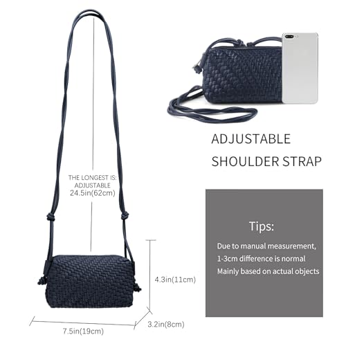 Crossbody Bag For Women Hand Woven Vegan Leather Zip Small Crossbody Bags Shoulder Bag Sling Cross Body Phone Purse3