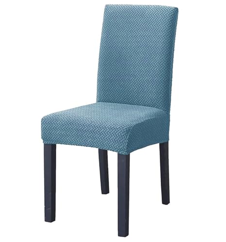 Image of House of Quirk Elastic Jacquard Chair Cover Stretch Removable Washable Short Dining Chair Cover Protector Seat Slipcover (Pack of 1, Sky Blue)