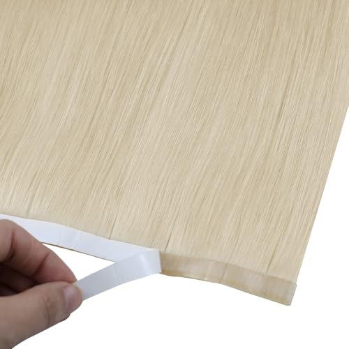 Image of Full Shine Invisible Tape in Weft Hair Extensions Human Hair, Color 60 Ash Blonde, Genius Weft Tape in Hair Extensions, 20 Inch 4PCS 120g Long Straight for Party