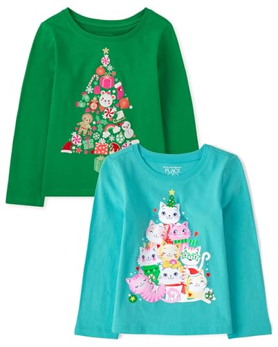 Image of The Children's Place Baby and Toddler All Holidays,Birthdays Long Sleeve Graphic T-Shirts,2 Pack