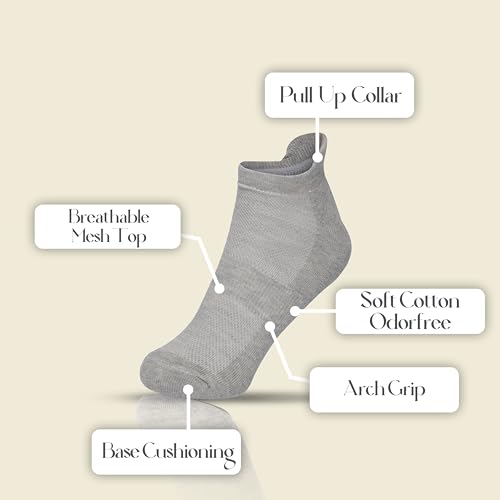 ABITO Men's Socks Ankle Length Soft Cusioning Base & Breathable Mesh Top, Arch Grip, Pull Collar in Cotton2