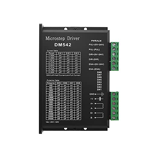 Tofelf CNC Digital Microstep Driver DM542 - 2-Phase Digital Stepper Motor Controller, 20-50V DC Max 4.2A for Nema 17, 23 and 34 Series Motors, Replaces M542, M542H