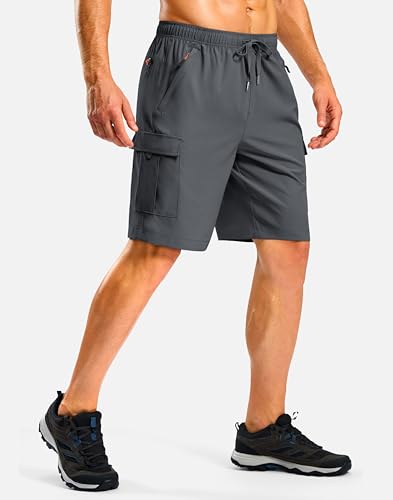 Image of Pudolla Men's Hiking Cargo Shorts with 5 Pockets Lightweight Casual Shorts