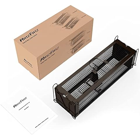 Humane Mouse Trap, RatzFatz® Rat Trap Large 32cm x 13cm x 13cm, No Kill, Reusable Live Catch Mousetrap, Extra Thick Metall Anti Escape, Sensitivity Two-door, Rat Cage Trap for Indoor and Outdoor Cover