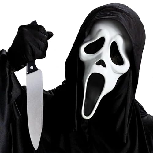 STFYUG Máscara de Scream, máscara Ghostface, máscara de grito de Halloween, máscara Scream Latex realista, para cosplay fantasmas, festa de Halloween, máscara, assustadora.