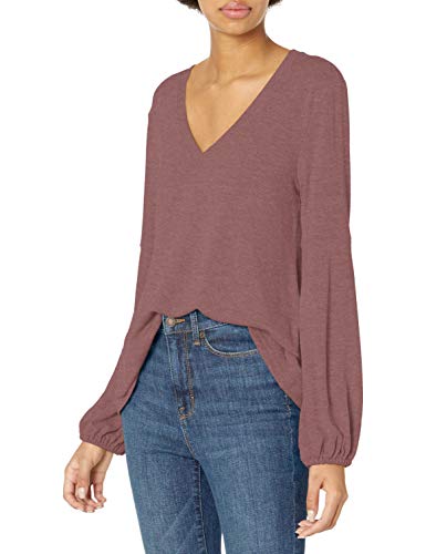 Jack by BB Dakota Women's V-Neck Top, Rose Mauve, Extra Small