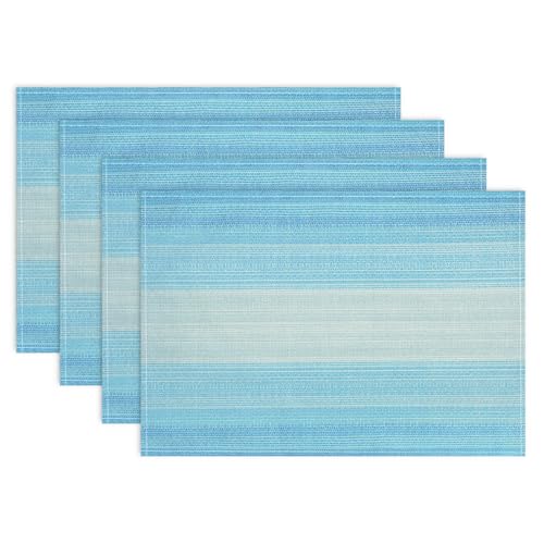Niviy Placemats Set of 4, 12x18 Inch Washable Place Mats Easy to Clean Heat-Resistant Anti-Skid Table Mats for Holiday Party Kitchen Dining Room Decoration, Blue