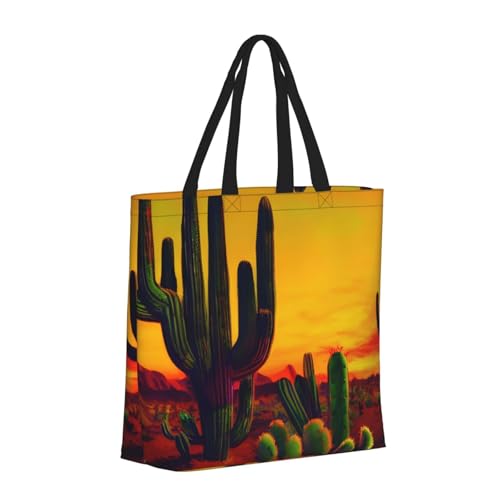 Cactus in Desert Print Women's Portable Tote Bag - Large Shopper for Beach,Travel,Gym | Summer Handbag2