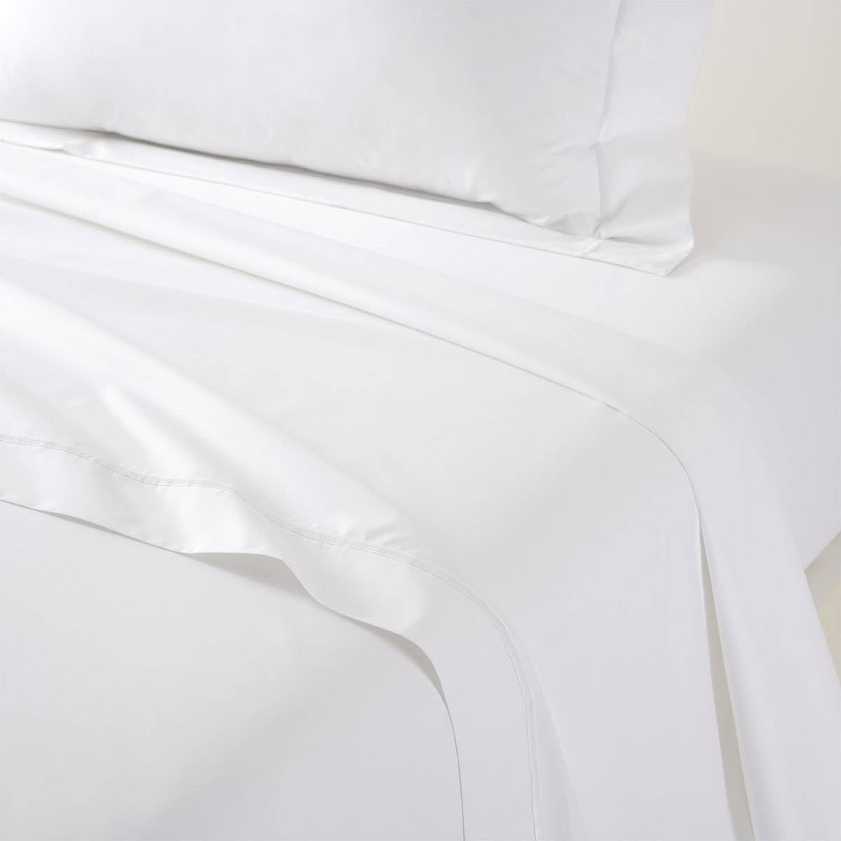 Yves Delorme Athena Blanc (White) Flat Sheet | 500 Thread Count, Cotton | Luxury Bedding from France