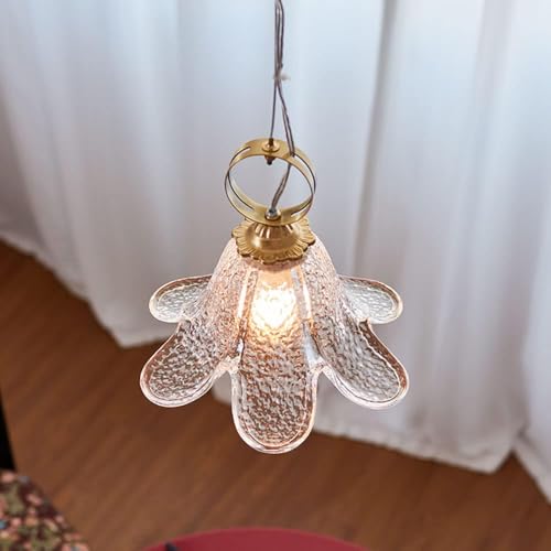 Lampe suspendue en laiton et verre, luminaire chic pour salon