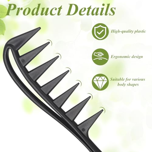 2 peines anchos para cabello rizado y grueso, negro miniatura 4