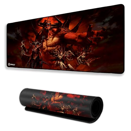 Image of Demon King Mouse Pad 11x23 Inch 2mm Extended Gaming Desk Mat with Anti-Slip Rubber Base Mousepad for Smooth Surface Desk pad for PC & Laptop Use Waterproof & Stiched (Multicolour) Deskpad