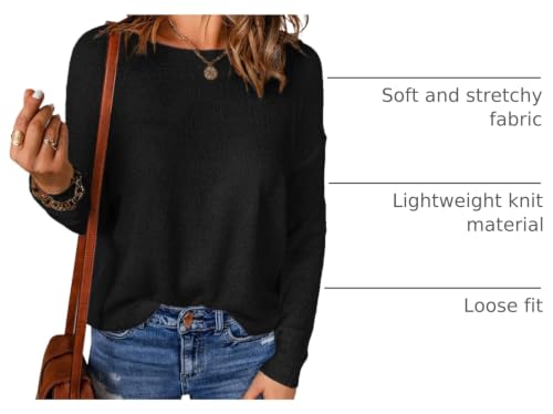 Image of Acelitt Womens Casual Lightweight Long Sleeve Crewneck Knit Shirts Tops, S-XXL