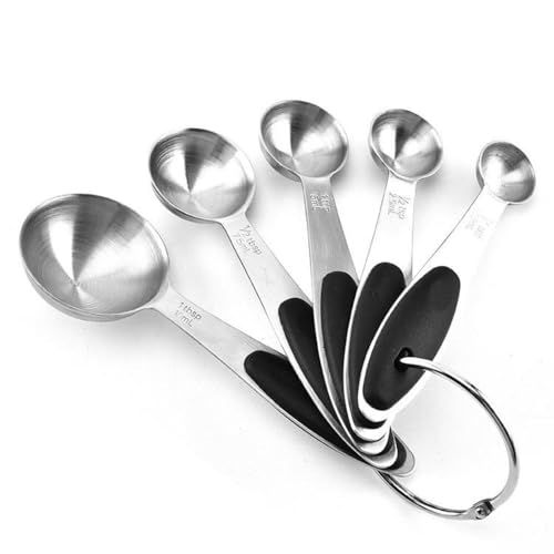 Set de 5 tazas y cucharas medidoras de acero inoxidable miniatura 1