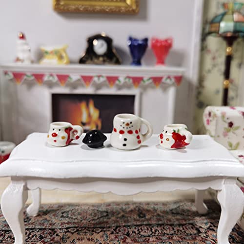TOYANDONA Weihnachten Puppenhaus Deko Keramik Teeservice: Mini Teekanne Teetasse Puppenstube Küche Weihnachtsdeko… – Bild 5