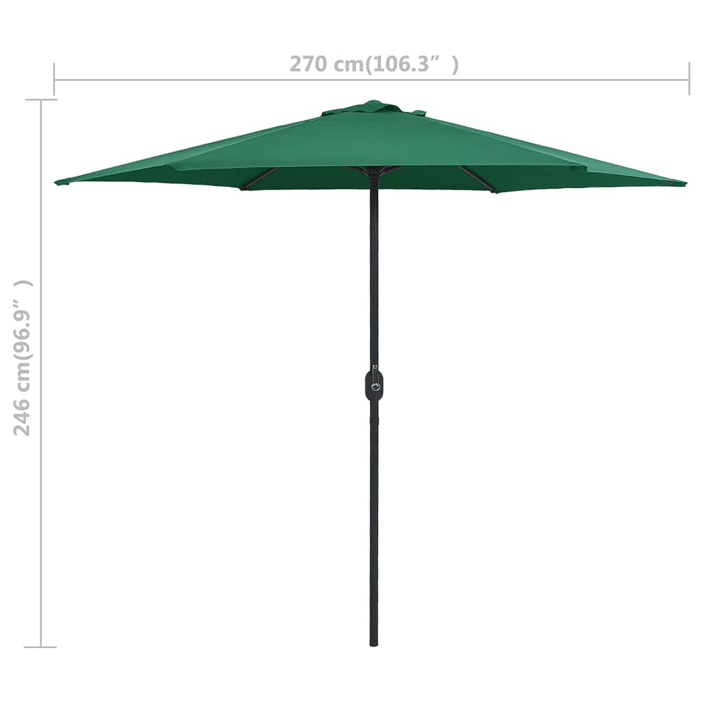Parasol ogrodowy parasol przeciwsłoneczny do roślin, z aluminiowym masztem, 270 x 246 cm, zielony