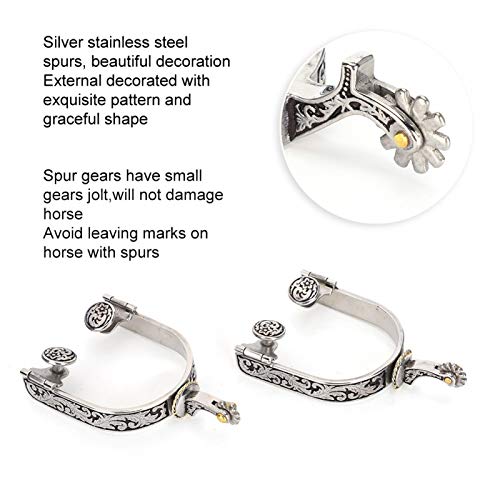 Faceuer Boot Spurs, Cowboy Spurs, Decorative Stainless Steel 2pcs Exquisite for Horse Training Equestrian Competition - Image 2