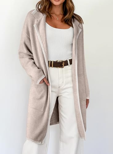 Dokotoo Womens Casual Long Cardigan Sweaters 2025 Winter Coats Fall Jacket Knit Coatigan Outwear with Pockets2
