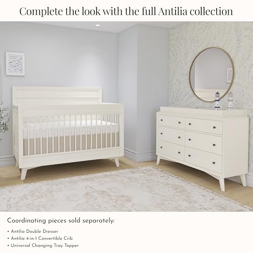 Image of evolur Full-Size Bed Conversion Rails, Designed & Tested for evolur Cribs, Durable Hardwood Build with Secure Mattress Slats, Easy Assembly - Vanilla Bean