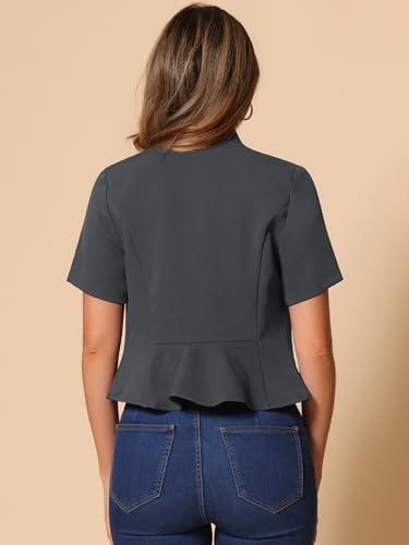 Image of Allegra K Short Sleeve Blazers for Women's Business Casual Open Front Work Cropped Shrug Jacket