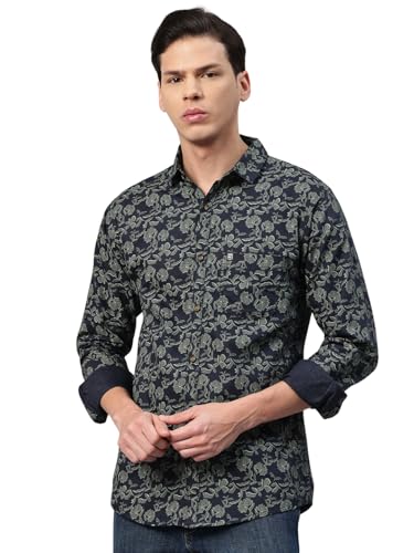 Image of Majestic Man Men's Stylish Floral Print Slim Fit Casual Shirt - Pure Cotton| Full Sleeve | Trendy & Comfortable