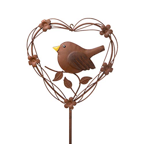 Metall Stecker. Herz mit Vogel. Rost Gartenstecker, Blumenstecker. 100 cm. Art.: 73862 Cover