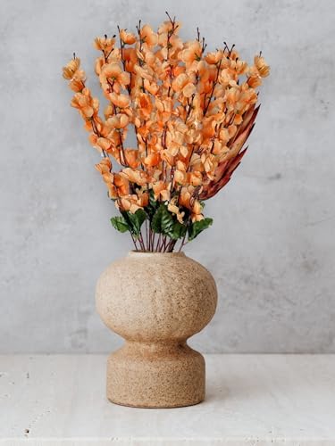 Image of ARTSY Artificial Flowers Bunch for Decoration Cherry Blossom, Ideal for vase, Home, Office Decor, Gifts, Craft, Artificial Plants for Decoration, Without vase, Peach, Combo, 2 Piece, 55 cm Height |