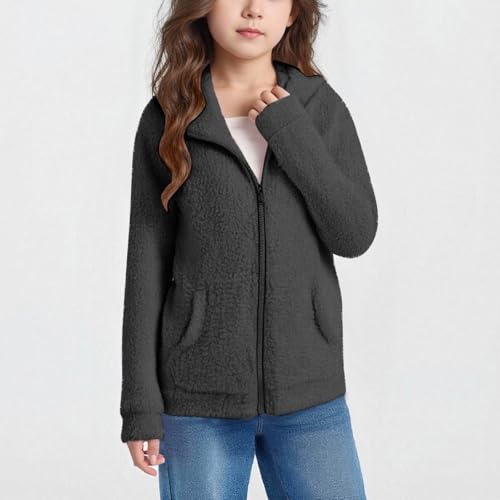 Girl Sherpa Winter Fall Coats Long Sleeve Lapel Shearling Jacket Full Zip Solid Classic Jackets Cute Keep Warm Coat2