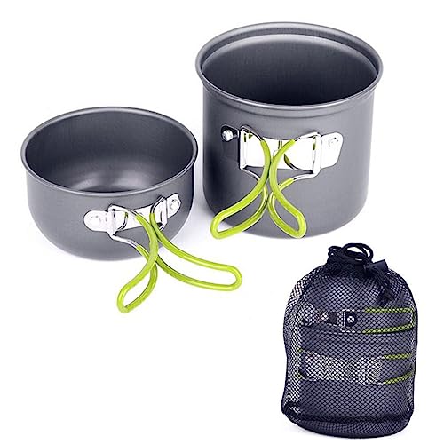 Loigohon キャンプ用調理器具セット 1人用鍋 ? 折りたたみ式フライパン付きポータブル調理ツール、アウトドアやハイキングに最適