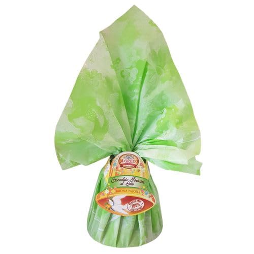 Uovo di Pasqua GRECO, Cioccolato al Latte o Fondente, Decorato con Fiocco, 100g-1kg (200gr, Cioccolato al latte)