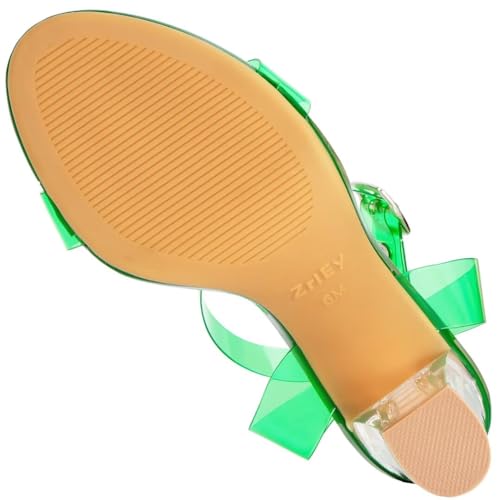 Image of ZriEy Clear Block Sandals Chunky Heels for Women 3.35 Inch Open Toe Adjustable Ankle Strap Pump Sandals for Weddings Parties Daily Wear