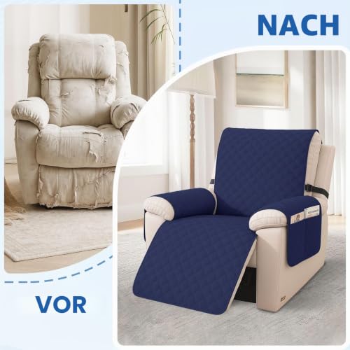 YSTELLAA Sesselschoner Für Relaxsessel 1 Sitzer, Dunkelblau – Ansicht 6