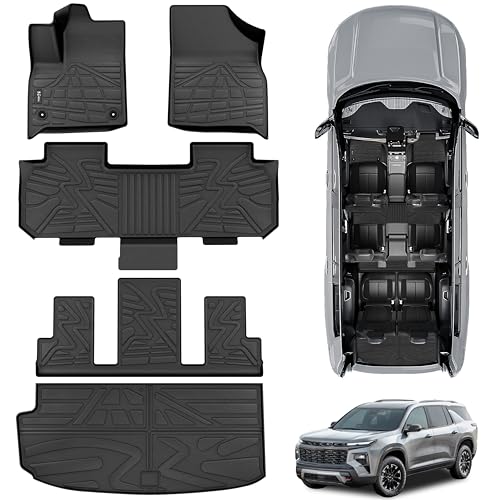 KARPAL Floor Mats for 2018-2023 Chevy Traverse/ 2024 Traverse Limited Only 7 Seats with 2nd Row Bucket Seats All-Weather TPE Custom Fit Floor Liners Car Accessories