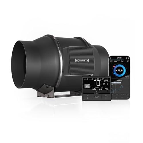 AC Infinity CLOUDLINE PRO T6 – Leises Inline-Lüftersystem 150 mm mit Temperatur-/Feuchtigkeits-VPD-Controller und App-Steuerung, für Grow-Zelte und Hydroponik