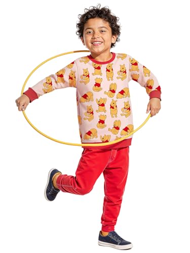 Image of The Souled Store Cotton Blend Official Disney: Pooh Bear Boy's Round Neck Long Sleeve Graphic Print Regular Fit Sweatshirts Sweatshirts Pullovers Graphic Printed Sportswear Casual Warm Cozy