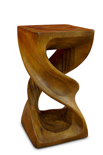 Kinaree Table d'appoint en acacia Double Twist - Tabouret en bois tourné de 50 cm également adapté comme support de fleurs
