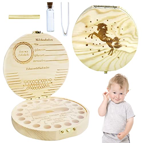 CHUNLINLAODA Milchzahndose Aus Holz - Personalisierte Aufbewahrung Für Kinderzähne