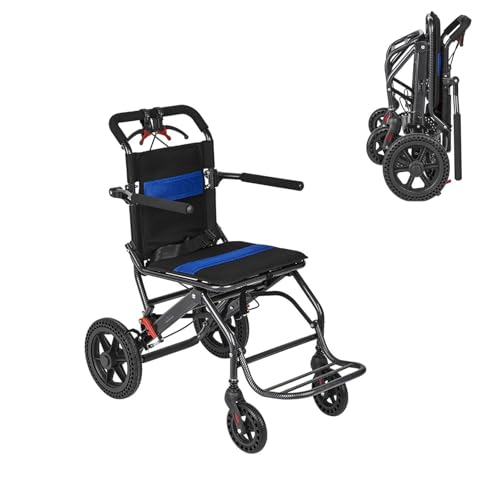 Silla de Ruedas Plegable y Ligera para Transporte, con reposabrazos abatibles, portátil para Viajes y con Capacidad para hasta 100 kg (220 lbs).