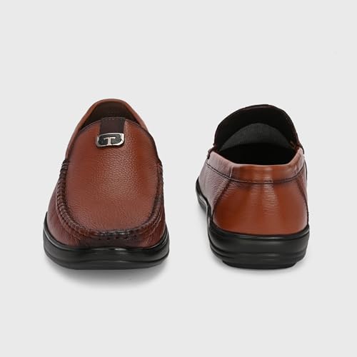 Image of Blue Leather by Centrino Genuine Leather Men's Loafer Shoes | Slip-On with Cushioned Insole | Stylish Round Toe Moccasin for Office, Formal Wear, Business Meeting, Wedding, Party & Everyday Use(4092)