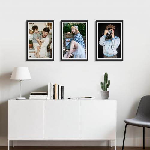 Picrit 12x18 Picture Frame 3 Pack, Black Poster Frame, Display Poster 11 x 17 with Mat or 12 x 18 without Mat for Horizontal or Vertical Wall Mounting