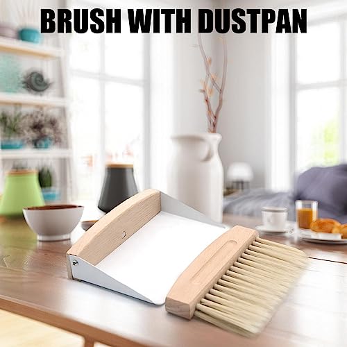 Schaufel und Besen Set, Tischbesen Besen und Kehrschaufel Set, Mini Kehrblech und Handfeger Besen, Handbesen mit Kehrschaufel Mini Besen Tischfeger Tischbürste Krümelbürste (Weiss) – Bild 4