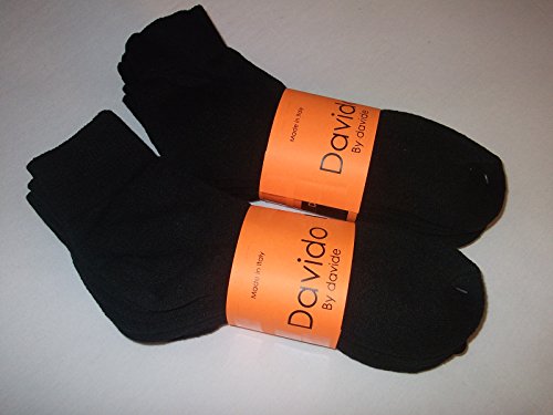 davido Mens socks ankle/quarter made in Italy 100% cotton 8 pairs black size 9-112