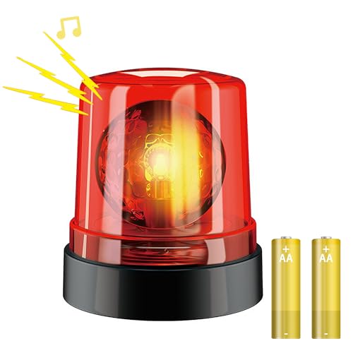 Magnetic Police Lights Toy Strobe Light 360-Degree Rotating Flashing Light with 2 AA Batteries Suitable for Children for Role-Playing Toys Gifts (Red)