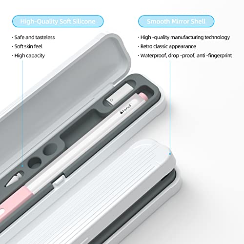 Image of Magnetic Carrying Case Compatible with Apple Pencil 2nd Generation and 1st Gen Pencil and Samsung Galaxy S-Pen Series, Pencil case Consists of Hard PC Shell and Soft Silicone Inner (Gray)