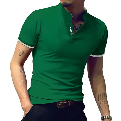 LOGEEYAR Mens Fashion Polo Henley Shirts Short/Long Sleeve Casual T-Shirts Slim Fit Cotton Polo Shirts for Men